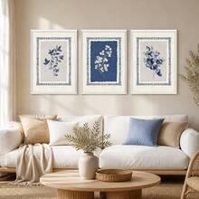 1/3pcs Navy Blue Botanical Wall Art Modern Indigo Leaf Floral Print Canvas Abstract Bohemian Style Plant Poster Living Room Bedroom Bathroom Home Decor Women Gift Unframed - Pattern - View 2