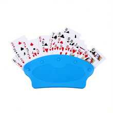 Plastic Hands-Free Card Holder, Fan-Shaped Desktop Card Holder, Card Holder, Suitable For Family Card Games And Gatherings - Blue - View 3