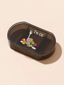 Pill Box Decorated With "I'm OK" Pattern, 3-Compartment Portable Pill Box, Mini Pill Box, Portable Jewelry Pill Box, Customizable Letter Logo As Creative Gift. This Is A Decorative Travel Pill Box, Suitable For Travel, Outdoor Activities, Can Be Placed In Bags And Pockets, Unique Design. - Multicolor - View 15