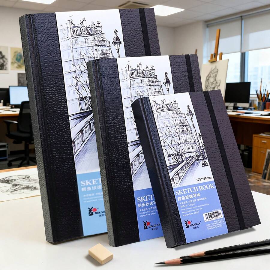 Hardcover Sketchbook, Blank Drawing Notebook With Elastic Band, Portable Art Journal For Sketching, Doodling And Journaling - blank - View 1