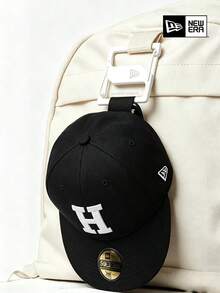 New Era Black Letter H Embroidered Dad Cap, Vintage Soft Woven Fabric Hat For Women Men - Black - View 2