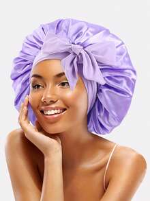 1pc Women's Satin Ribbon Sleep Cap Adjustable Tie Headscarf Beauty Hair Care Bonnet Suitable For Daily Use - Multicolor - View 5