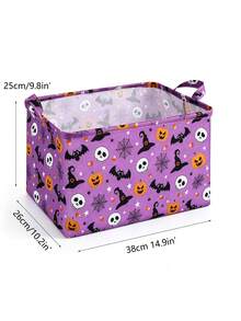 Halloween Foldable Sorting Basket Storage Basket, Suitable For Toy Clothing Boxes Multi Functional Canvas Storage Basket, Suitable For Halloween Gift Storage. - Multicolor - View 6