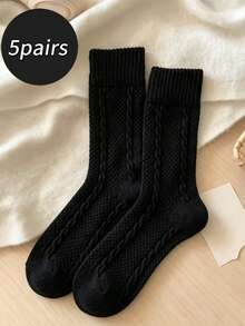 1/5 Pairs Thickened Warm Socks, Vintage Oil Stripe Pattern Tube Socks, Suitable For Sports, Home, Leisure And Commuting - Multicolor - View 10