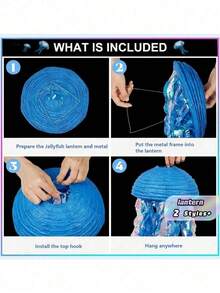 3pcs Gradient Blue Jellyfish Paper Lanterns, Ocean Theme Hanging Decorations, Underwater Style, Suitable For Mermaid Party, Birthday, Baptism, Wedding Wall Decor - Pink - View 8