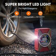 Carsun Car Tire Inflator Pump, 25 Cylinder 120W Fast Inflation With Auto Shut-Off, 12V-DC Dual Digital Display - Tire Pressure Measurement Function, With 3 Meters Long Power Cord, For Large Vehicles - Red Wired - (25-cylinder, 3x Inflation Speed) Model - View 7