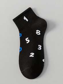 1/5 pares de calcetines para hombres y adolescentes, multicolor aleatorio, para todas las estaciones, con patrón de rana de garabato de línea digital, moda personalizada versátil, suaves, cómodos y transpirables, calcetines cortos casuales para deportes y streetwear - Multicolor - Ver 8