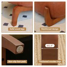 Cute Accent Chair With Velvet Cushion, Brown Wooden Legs - 棕色 - 查看 6