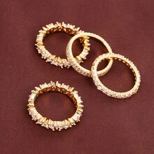 4pcs Minimalist Cubic Zirconia Rings For Women, Suitable For Daily Wear - Multicolor - View 7