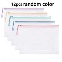 2/6/12 Pack A4 Zipper File Bags, Transparent Mesh, Storage Bags For Documents, Test Papers, And Books, School Supplies, Office Supplies, Travel Home Use - Multicolor - View 10