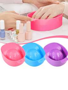 1Pc Nail Soaking Bowl For Cuticle & Hand Skin Care, 3 Colors Pink Purple Blue Soak Bowl, Manicure Accessory Must‑Have For Beginners & Professional Nail Artists, Hand Spa Tool For Home DIY & Nail Salon Use - Multicolor - View 2