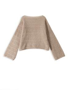 Women's Knitted Sweater Autumn/Winter Sweet Gentle Asymmetrical Shoulder Design Unique Niche Chic Slouchy Exposed Shoulder Top - Khaki - View 6