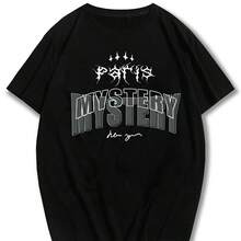 Men T-Shirt Crew Neck Print Everyday Basic Wear, 100% Cotton - 黑色 - 查看 7