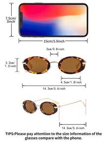 1 Pair Men's Leopard Print Oval Retro Small Frame Metal Temple Street Style Vacation Fashion Glasses - Multicolor - View 4