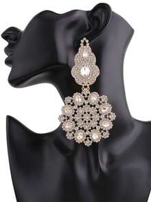 ACEHLN 1 Pair Colorful Rhinestone Zinc Alloy Geometric Shape Large Pendant Luxury Earrings For Women, Suitable For Evening Party And Wedding - Style 1 - View 10