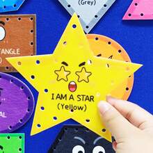 Quixorblex 1 Set Colorful Geometric Shape Felt Lacing Cards, Threading & Shape Matching Felt Kit, Classroom Play Supplies - Multicolor - View 13