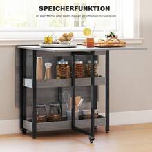 Mesa de Comedor Plegable para 2-4 Personas con 2 Estantes Abiertos, Mesa de Comedor Móvil, Mesa Plegable para Espacios Pequeños, Comedor, Cocina 133.4 x 80 x 75 cm Marrón Rústico - Gris + Madera - Ver 7