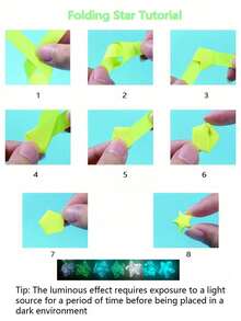 600/300/10pcs Mixed Color Glow-In-The-Dark Origami Paper, Glow-In-The-Dark Origami, Multiple Patterns, DIY Handmade, Mixed Color, Lucky Stars, Semi-Transparent Five-Pointed Star Glow-In-The-Dark Origami Paper, Party Gifts, Birthday Gifts, Handmade Gifts, Graduation Gifts, Back To School Decorations - Multicolor - View 6