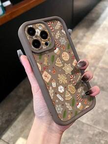 1pc Fashionable Brown Christmas Element Pattern Phone Case, High Camera Frame Stepped Design Full Coverage Anti-Drop Soft Shell, Compatible With IPhone 17 17Pro 17Pro Max Air 16 15 14 13 12 11/ S26Ultra S25Ultra S24Ultra S23Ultra/HONOR Series Phone Case - Brown - View 6