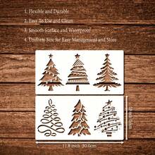 2 Sets Of 6pcs Christmas Tree Stencil Set, 11.8X5.9 Inches, Reusable Plastic Material, Multiple Design Patterns, Suitable For Painting, Crafts, Home Decor, Wood, Walls, Windows, Greeting Cards, Canvas, Art Supplies - A - View 5