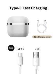 True Wireless Bluetooth Earbuds - Compatible With Apple And Android, Built-In Microphone, Sweat-Resistant, Up To 24 Hours Battery Life - White, Earbuds > Wireless, Airbud's, Earbuds, Earbuds - White - View 5