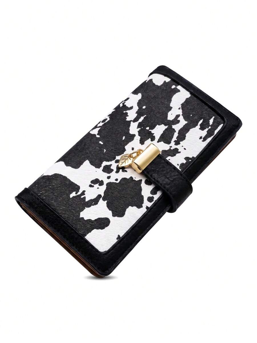 Pomelo Best Dompet Panjang Kulit PU Motif Sapi Terbaik Pomelo dengan Pemblokir RFID, 12 Slot Kartu, Jendela ID, Gesper untuk Wanita, Dompet Kecil untuk Wanita - MultiWarna - View 1