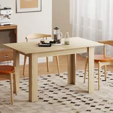 Mesa de comedor extensible, mesa de cocina rectangular, para 6-8 personas, 140-180 x 80 cm, efecto madera natural. - Multicolor - Ver 9