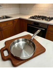 18/10 Stainless Steel Frying Pan, 3-Layer Non-Coated Physical Non-Stick Cookware, Rapid Heating, Suitable For All Stoves, Easy To Clean, Smooth Interior, Durable And Sturdy, Thickened Body, Perfect For Frying Eggs, Stir-Frying, Making Pancakes, Essential Kitchen Cooking Utensil - View 6