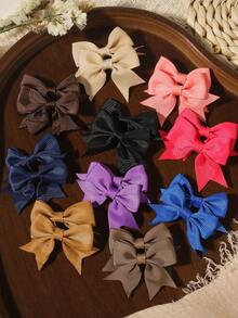 20pcs Rainbow Multicolor Ribbed Bow Hair Clips Set, Daily Hair Styling Versatile All-Match Hair Clips, Fashion Accessories - Mixed color - View 10