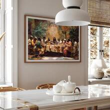 [Elegant Black Last Supper Art]1pc Elegant Black Last Supper Canvas Wall Art - High-Quality Print, Pine Wood Frame, Ready To Hang - Perfect For Living Room, Dining Room Or Classroom Decor - Multicolor - View 11