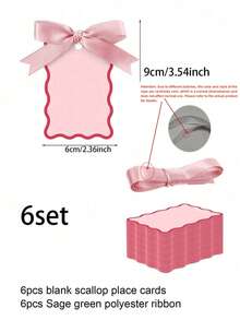 6/24pcs Scallop Shaped Name And Place Cards With Ribbon, DIY Wedding Table Number Cards, Wedding Party Decorations (Pink), Suitable For Weddings, Holiday Parties, Birthdays, Christmas And New Year, Various Celebrations - A - View 17