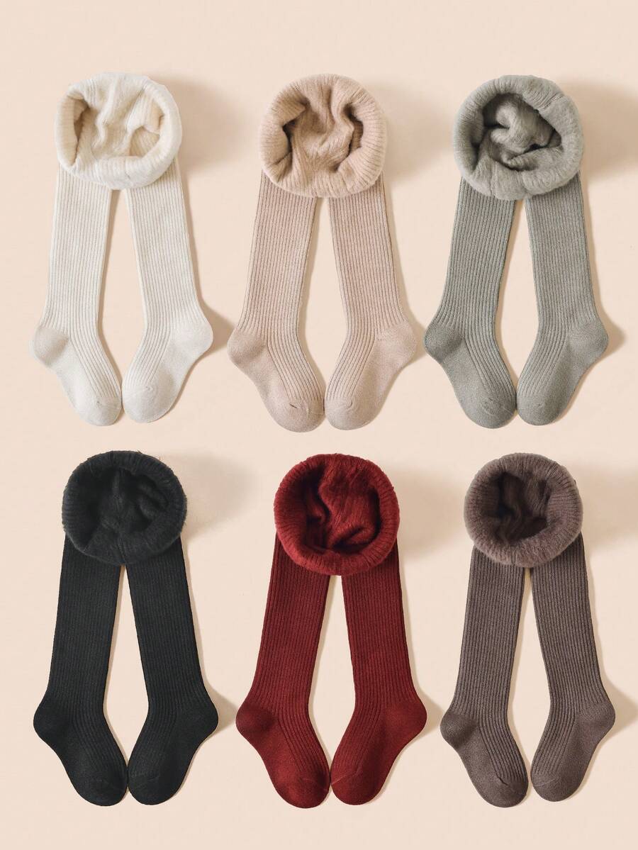 3pcs Girls Soft Tights, Comfortable Thermal Lined , Suitable For Autumn & Winter, Random Colors - Multicolor - View 1