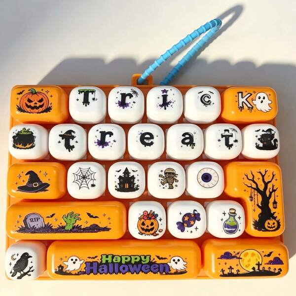 26-Key Stress Relief Halloween Keyboard Toy Keychain Pendant Mood Booster Clicky Keyboard