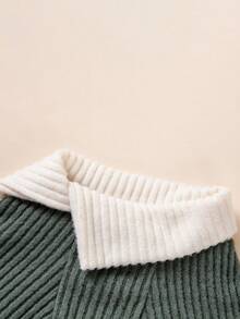 Pet Dog Autumn/Winter Turn-Collar Knitted Short Sleeve Top, Warm And Comfortable, Color-Block Christmas Color Scheme, Casual Daily Home Wear Puppy Clothes - Olive Green - View 7
