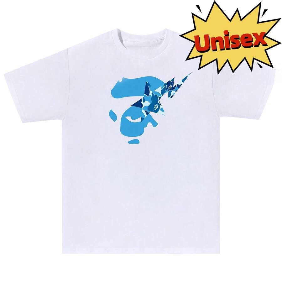 Tops Herbst Ape ABC Camo Face Sta Print Tee Unisex - 白色 - 查看 1