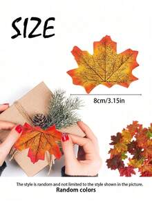 50pcs Artificial Harvest Pumpkin Set, Thanksgiving Autumn Home Decor, Includes Faux Pumpkins, Gourds, Acorns And Maple Leaves, Suitable For Harvest Thanksgiving Decoration, Autumn Home Farmhouse Style Decor, Autumn Wedding Table Centerpiece Decoration - 50p Set - View 8