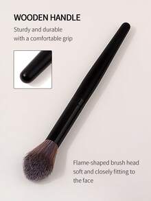 Multifunctional Flame Makeup Brush, Creates Smooth Natural Color Blending Effect, Practical Daily Facial Makeup Tool - Black - View 3