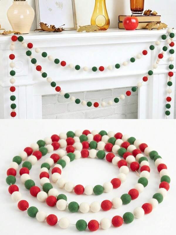 Colorful Pom Pom Garland Decoration, Suitable For Holiday Birthday Parties. Essential Beaded Pom Poms, Can Be Used For Celebration Events And Holiday Decorations. Versatile, Ideal Choice For DIY Banner Accessories And Handmade Craft Materials. Essential Item For Creating Unique Holiday And Party Looks