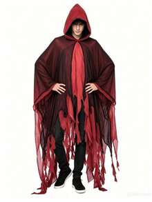 Halloween Grim Reaper Hooded Cloak Costume, Haunted House Outfit, Scary Skull Mask, Grim Reaper Robe - Multicolor - View 2