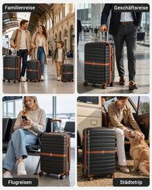 Kabinengröße Koffer 20/24/28 Zoll – ABS+PC Hartschalenkoffer mit TSA-Schloss & 360° Rollen, Handgepäck & Aufgabegepäck, für Damen, Herren, Familie, Studenten, Reisen & Urlaub – auch als 3-teiliges Gepäckset - Schwarz - Übersicht 10