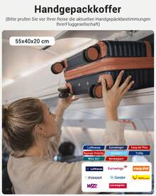 Kabinengröße Koffer 20/24/28 Zoll – ABS+PC Hartschalenkoffer mit TSA-Schloss & 360° Rollen, Handgepäck & Aufgabegepäck, für Damen, Herren, Familie, Studenten, Reisen & Urlaub – auch als 3-teiliges Gepäckset - Schwarz - Übersicht 6