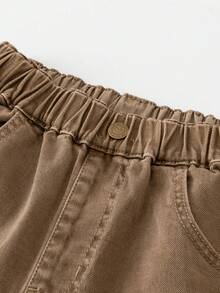 mini bala Boys & Girls Fade‑Resistant Denim Long Pants, 2026 Fall New In - Brown Tone - View 6