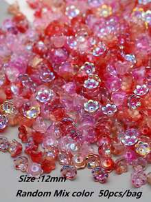 12mm 50入混色紅色 AB 鈴蘭花吊墜，適用於珠寶手工 DIY 配件 - 50pcs 鈴蘭花紅色系 - 查看 2
