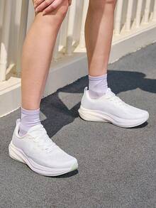 XTEP New Shock-Absorbing Rebound Mesh Breathable Versatile Lightweight Women's Running Shoes - White/Purple - View 4