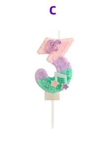 Music Symbol Pink, Green And Purple Multicolor Shiny Sequin, Musical Note Shaped Number Candles, Anniversary Candles, Souvenirs, Birthday, Holiday, Halloween, Party, Party Favors, Games, Party Candle Decorations And Supplies - Multicolor - View 4