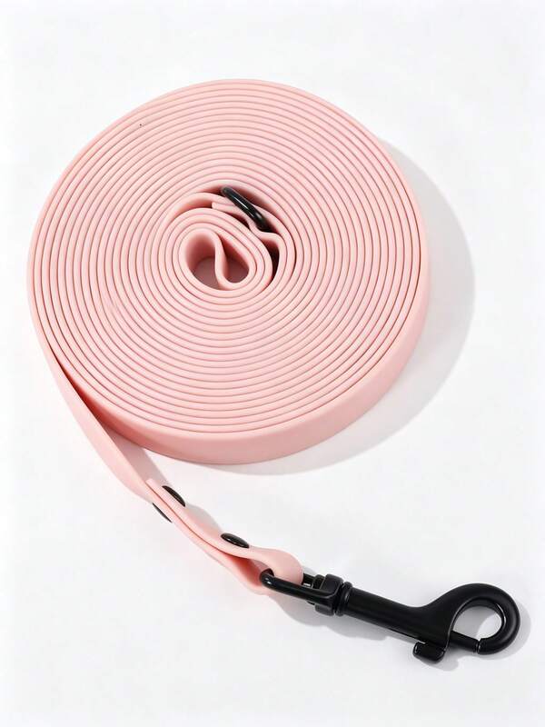 1pc Waterproof PVC Dog Leash Pink, Heavy Duty Pet Walking Lead With Rustproof Black Zinc Alloy Hook, Comfort Handle Strong Rivet, Easy Clean For Small Medium Large Dogs Training Walking