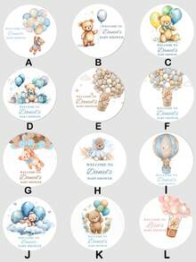 UNICCUT Custom Teddy Bear Stickers, Personalized Baptism Birthday Labels, Gender Reveal Party Favors - Multicolor - View 4