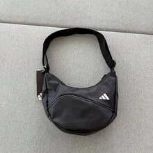 Adidas 品牌標誌亮面質感聚酯纖維單肩斜跨包 女款 常規款 黑色 JX4030 - 黑色 - 查看 4
