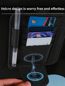 1pc Auto Car Sun Visor Organizer, Visor Holder, Car Sun Visor Mutil-Pocket Storage Organizer,Car Truck SUV Storage Pouch Holder, Multifunctional Auto Interior Accessories Storage Pocket Sun Visor Pouch For Fashion Glasses, Document, Card,Driver License - Black - View 5