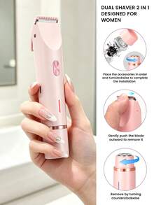 SKYWORTH 400mAh 2-In-1 Dual Head Electric Shaver For Women, Portable Travel Razor For Face, Bikini, Legs, Rechargeable, Compact And Lightweight - View 13